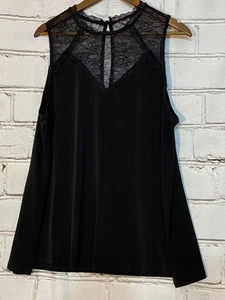 Torrid Black Lace Inset Sleeveless Blouse – Women’s Size 1 (Plus 1X) Keyhole - Picture 1 of 7