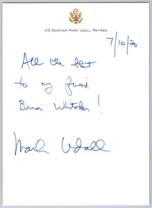Senator Mark Udall Hand Written Note - Politics - Picture 1 of 2
