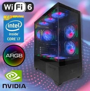 GAMING PC ARGB i7 E5 3.20GHz 256GB SSD UP 32GB RAM 1TB HDD RTX 4060 Win11 WIFI 6 - Picture 1 of 8
