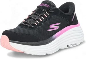Skechers Shoes Max Cushioning Slip Ins Womens Wide Black Pink Light Sport 129474 - Picture 1 of 8