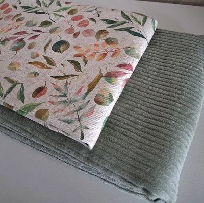 Oeko-Tex Stoffpaket 2 x 50 x 140/150 cm Canvas + Breitcord sage - Bild 1 von 2