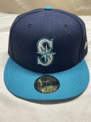 New Era 59Fifty Seattle Mariners 7 1/2 Fitted On-Field Baseball Hat. Worn Once - Image 1 of 4