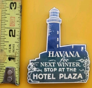 Etiqueta Paster Faro Equipaje Hotel Plaza Central Park Habana Cuba Años 30 - Imagen 1 de 3