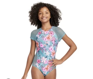 Girls Sweet Floral Surf One Piece Swimsuit art class Blue Size XS (4/5) - Picture 1 of 6