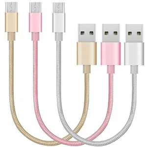 Micro USB Short Cable Cords, 3 Pack Braided Micro USB Fast Charger Data Sync - Picture 1 of 7
