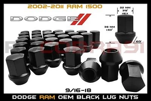2002-2011 DODGE RAM 1500 BLACK OEM TYPE WHEEL LUG NUTS 9/16 FACTORY LUGS 5X5.5 - Picture 1 of 6