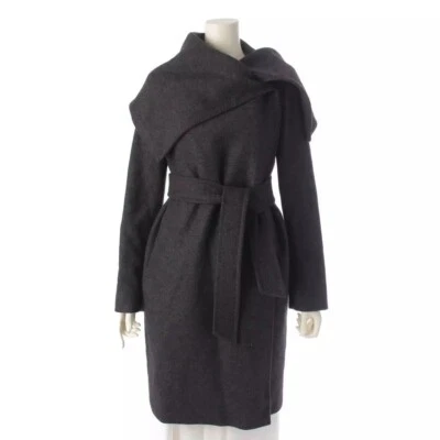 Max Mara Size 4 Gray Virgin Wool Angora Mid-length Shawl Collar Tie-Wrap Coat - Image 1 of 4