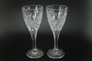 Bohemia Jihlava CORDIAL GLASSES Goblets Set of 2 Hand Cut 24% Lead Crystal Clear - Picture 1 of 8