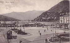 CARTOLINA ILLUSTRATA COMO, 1910 PIAZZA CAVOUR, VIAGGIATA PER LONDRA