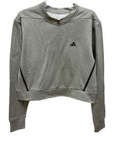 Adidas Sweatshirt Gray Long Sleeve Cropped Pullover active gym Women's Small NWT - Picture 1 of 10