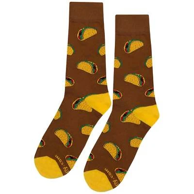 NUEVO CON ETIQUETAS Calcetines de Vestido Taco Loco Novedad Hombres 8-12 Marrón Loco Divertido Calcetín Foto 1 de 4