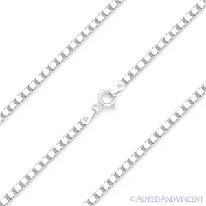 Collar de cadena italiana de 1,8 mm caja clásica eslabón en plata esterlina 925 sólida - Imagen 1 de 2