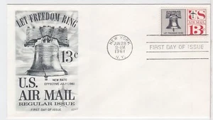TurtlesTradingPost- Liberty Bell Airmail FDC- 1961 #C62- Fleetwood Cachet - Picture 1 of 1