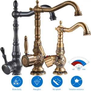 Waschtischarmatur 360° Mischbatterie Wasserhahn Bade Waschbecken Messing Antik - Bild 1 von 65