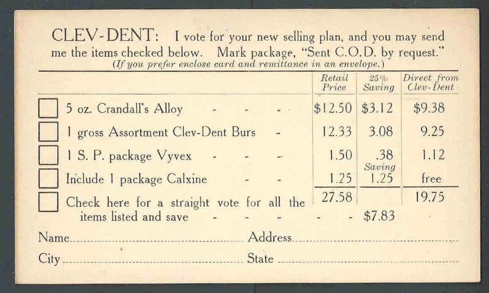 Ca 1928 Cleveland Oh Dental Mfg Co Has Offers For Dentists - Image 1 of 1