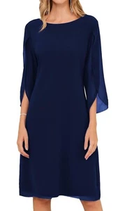 Talla 16 Mujeres Vestidos de Gasa Manga Acampanada Fiesta Boda Cóctel Vestido - Imagen 1 de 17