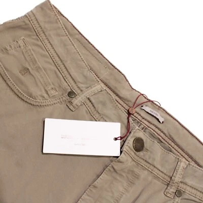 Pantalones Luciano Barbera NUEVOS CON ETIQUETAS 5 Bolsillos Corte Jean Talla 54 (38 EE. UU.) Algodón Beige Sólido Foto 1 de 4