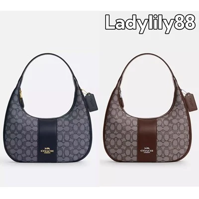 NWT Coach CV001 Carmen Shoulder Bag In Signature Jacquard Smooth Leather $350 - Image 1 of 4