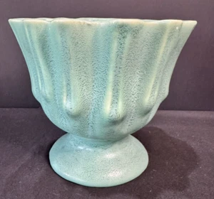 Early Matte Green Brush Pottery Footed Planter 1930s-1940s 5.5"H x 6"W MCM - Picture 1 of 6