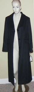 Katherine Kelly Black Cashmere Long Coat 12 - Picture 1 of 4
