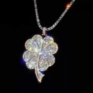 2.5Ct Round Cut MOISSANITE Men's Pendant Charm 14K White Gold Plated Silver - Picture 1 of 3