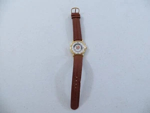 Lionel Collectible Train Mens Wrist Watch Gold Tone Leather Band NEEDS BATTERY - Picture 1 of 6