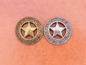 10Pcs Retro Texas Star Flower Carved Leathercraft Belt Saddle Conchos Screwback - Picture 1 of 25