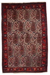 Handmade vintage Oriental rug 4.2' x 6.4' ( 130cm x 195cm ) 1950 - 1C314 - Picture 1 of 12