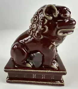 Statua cinese foo cane leoni ceramica rossa 6" - Foto 1 di 11