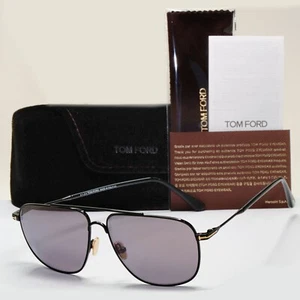 Tom Ford Sonnenbrille Linsen schwarz grau verspiegelt Pilot Navigator FT0815 TF 815 01C 58 mm - Bild 1 von 12
