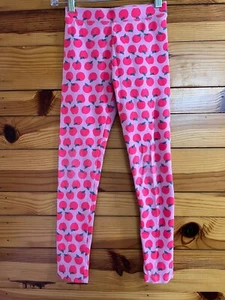 Crewcuts Full Length Apple Print Leggings Girls Pink Pants Size 8 - Picture 1 of 1