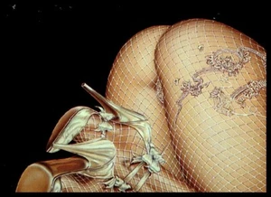 1994 Olivia #41 Fishnet Heels Pin-Up | LL&L Series 3 | Fetish Glam Art Card - Bild 1 von 2