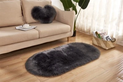 Alfombra de piel sintética de oveja alfombrillas mullidas almohadilla habitación sofá cama peluda alfombra de piso Foto 1 de 4