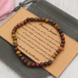 PICASSO JASPER Bracelet Stretch Fit Handmade Gift Bag  Card Crystal Gemstone 4mm - Picture 1 of 4