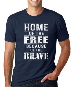 HOME of the FREE because of BRAVE veteran USA Father's Day 4th of July T-Shirt - Picture 1 of 1