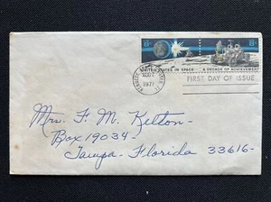 1434-35 Space - Decade of Achievement FDC No Cachet 1971 Kennedy Space Center FL - Picture 1 of 2