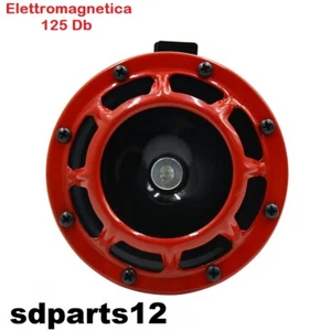 Tromba Rossa 12v Elettromagnetica Auto Moto Clacson Scooter Tromba Universale - Imagen 1 de 4