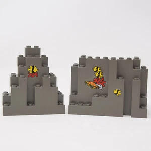 LEGO Rock Panel 6082 BURP and 6083 LURP Lot of 2 Dark Gray Fish Crab Stickers - Picture 1 of 9