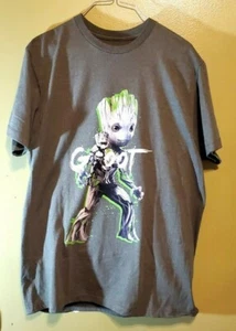 New No Tags Unique "Marvel Groot Men's T-Shirt Size Large" Guardian Galaxy 2 - Picture 1 of 4