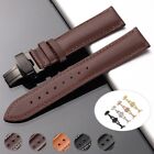 14/16/18/20/22/24mm Genuine Leather Butterfly Buckle Watch Band Strap Universal