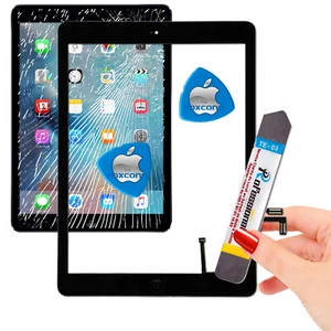 PACK Vitre Tactile iPad AIR A1474 Noir Écran Verre PREMIUM Assemblé Adhésif HOME - Afbeelding 1 van 9