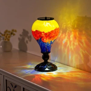 Outdoor Table Lamp Waterproof Glass Table Lamp 9.8" H Hot Air Balloon Solar L... - Bild 1 von 7