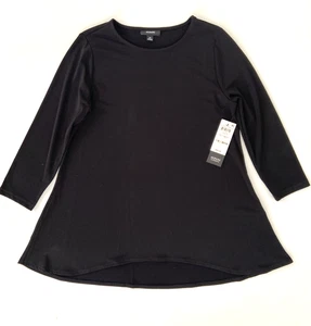 Neu mit Etikett Alfani Elements Tunika Oberteil schwarz 3/4-Ärmel A-Linie Stretch Größe Petite Medium - Bild 1 von 6