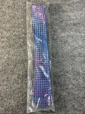 Corbata a Cuadros Nueva York Nueva York Sellada Nueva York Nueva con Etiquetas Azul con Rosa y Púrpura Foto 1 de 4