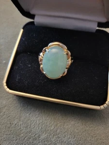 Vintage 14kt Gold Jade Ring Größe 8 - Bild 1 von 5