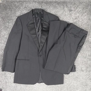 Traje de Cena St Michael Esmoquin Negro Talla 40L Blazer Pantalones W36 L32 Dos Piezas - Imagen 1 de 17