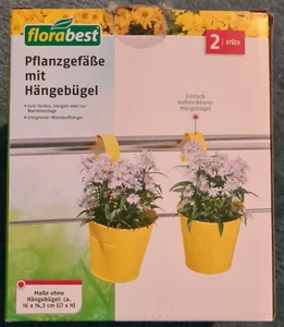 2 Pflanzgefäße Übertöpfe mit Haken im original Paket gelb modisch Frühling top ! - Bild 1 von 5