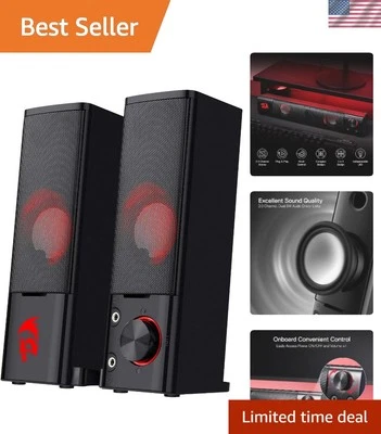 Dynamic 2.0 Channel Stereo Sound Bar - Gaming Speakers with Headphone Jack - Image 1 of 4