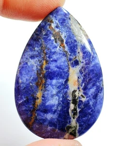 62 CT 6X30X45 mm PIEDRA PRECIOSA NATURAL NARANJA AZUL SODALITA PERA CABUJÓN HK-498 - Imagen 1 de 6