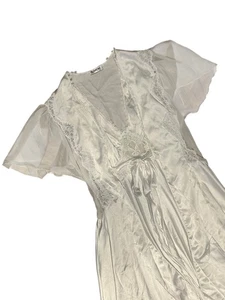 Vintage Blanche Elfenbein Weiß Dessous Set Transparent Slip Kleid & Morgenmantel Größe Medium - Bild 1 von 13